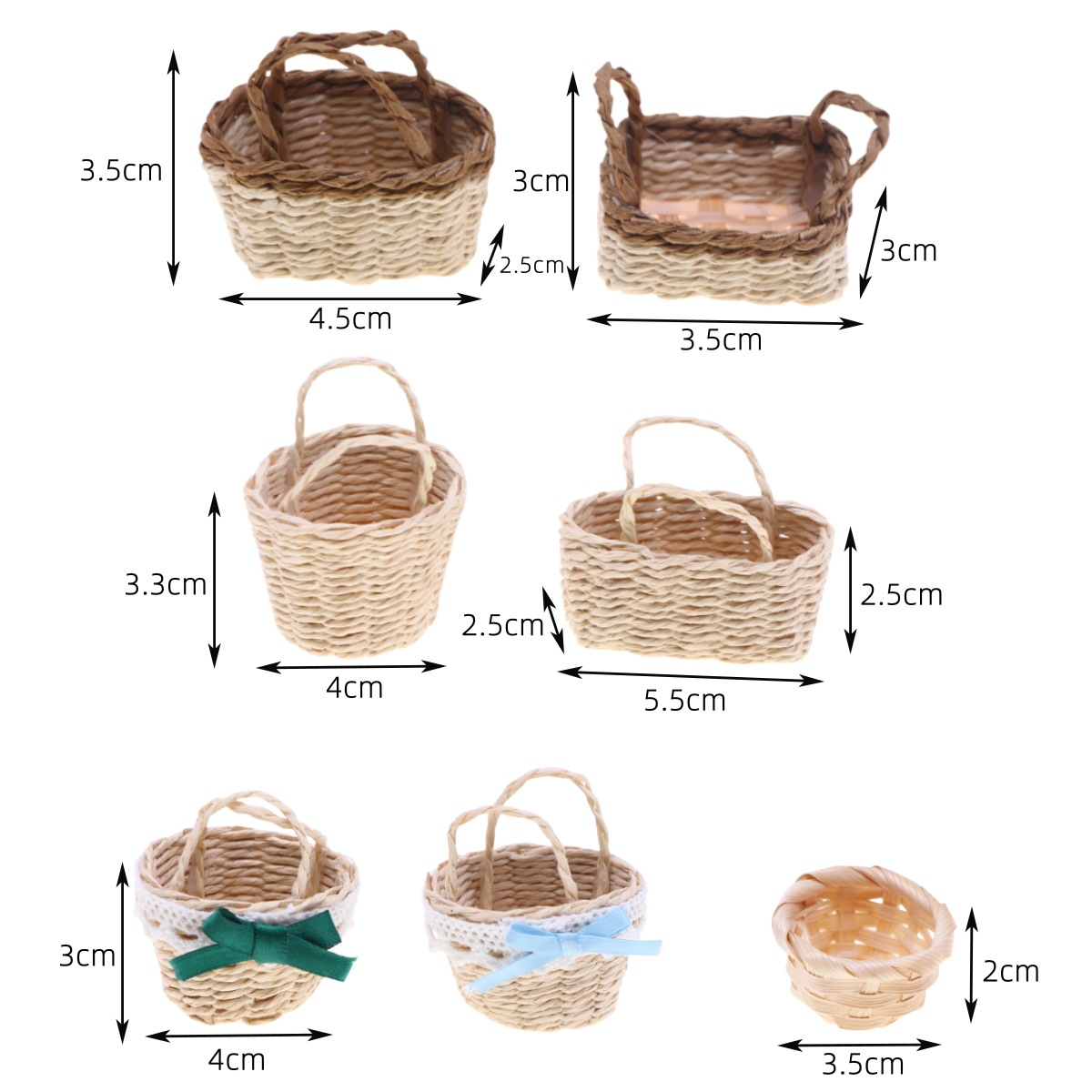 Rattan Plant Basket - 1 PC ตุ๊กตา Handทอ Lafite หญ้ามือถือตะกร้าตุ๊กตา