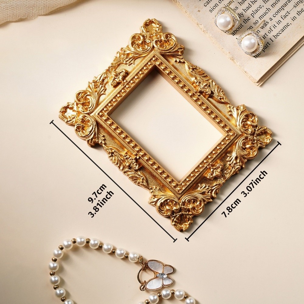 Bamboo Photo Frame - กรอบรูปวินเทจสีทอง DIY กล่องใส่ของที่ระลึก 3 มิติ กรอบรูปขนาดเล็ก
