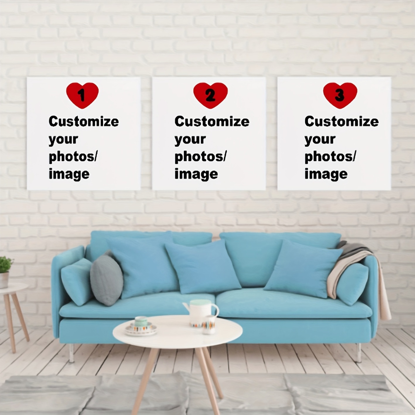 Home Decor Theme - ภาพพิมพ์บนผ้าแคนวาสสี่เหลี่ยมจัตุรัสแบบกำหนดเอง 3 ชิ้น/ชุด ภาพพิมพ์ตกแต่งผนังสำหรับคู่รัก ครอบครัว สัตว์เลี้ยง