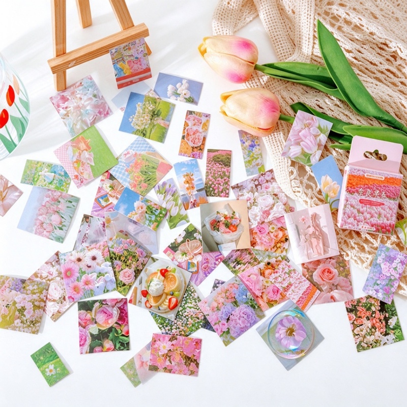 Home Decor Magazine - สติกเกอร์ลายดอกไม้ฤดูใบไม้ผลิ 45 ชิ้น สำหรับตกแต่ง DIY นิตยสาร