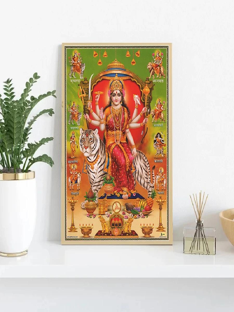 ภาพวาดผ้าใบเทพีดูร์กาแบบวินเทจ - Home Decor Indonesia บทวิจารณ์และราคา