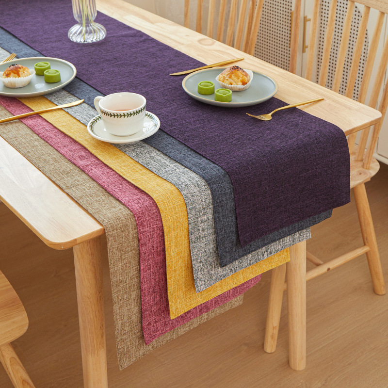 ใหม่ผ้าลินินหนาสีทึบหรูหรานักม - Linen Table Runner บทวิจารณ์และราคา