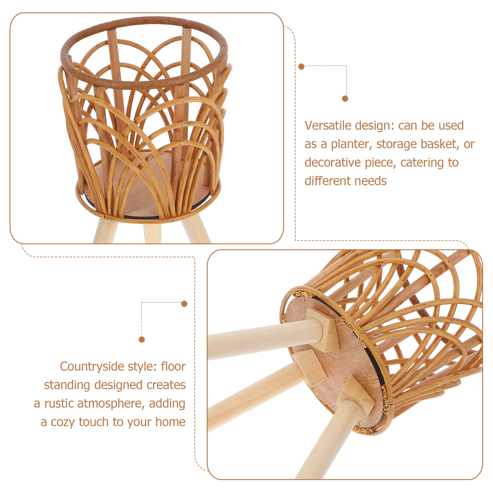 ชั้นวางกระถางต้นไม้ไม้หวาย ชั้ - Rattan Plant Basket บทวิจารณ์และราคา
