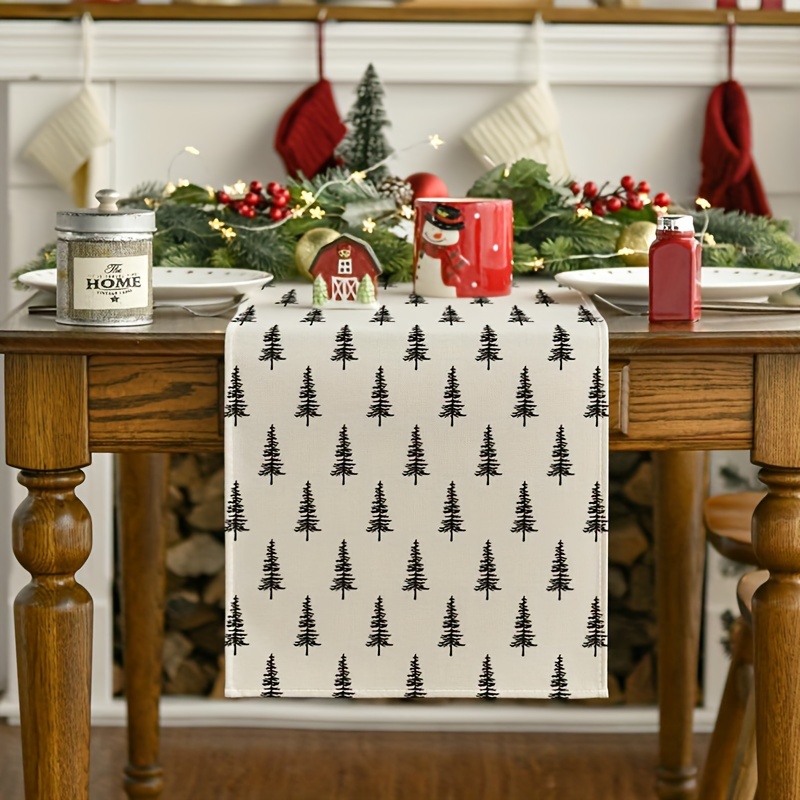 ผ้าปูโต๊ะลายต้นคริสต์มาสเรียบง - Linen Table Runner บทวิจารณ์และราคา