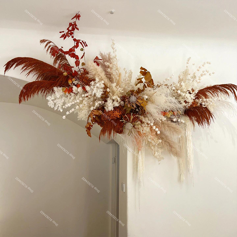 หญ้าปัมปัส กุหลาบประดิษฐ์ ใบปา - Pampas Grass Decor บทวิจารณ์และราคา