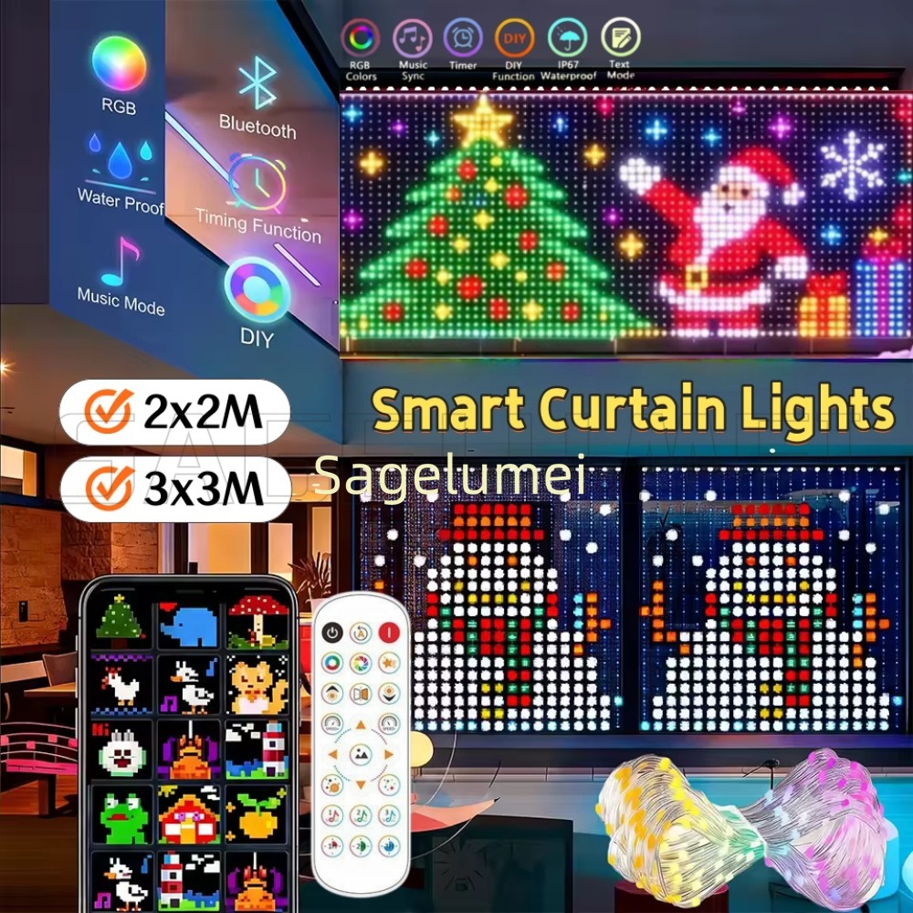 ไฟม่าน LED อัจฉริยะ 1.6M-3M คว - Home Decor Free App บทวิจารณ์และราคา